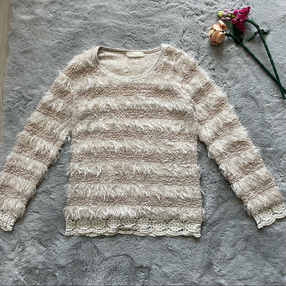 Beige fluffy sweater, women